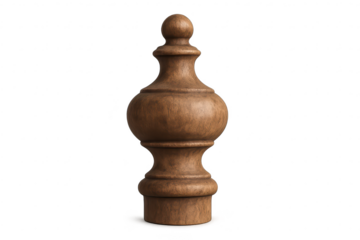 Wooden Finial Ornament Isolated with transparent background image view