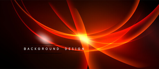 Abstract red light streaks over black background. Dynamic energy radiates from central point, creating modern design.