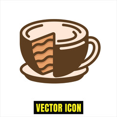 Stylized vector icon of a coffee cup revealing abstract internal layers in warm tones Vector
