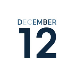 A contemporary digital graphic displaying the date December 12. This minimalist representation of a specific day is ideal for calendars, event