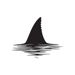 Fototapeta premium Shark fin silhouette, Shark Fin vector icon, Shark fin symbol vector illustration isolated on white background