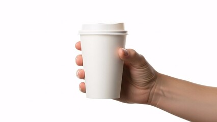 A hand holding a pink reusable coffee cup with a screw on lid