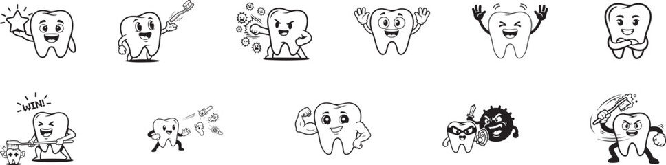 Dental Game Emoji for Kids – Tooth Icon Vector Illustration