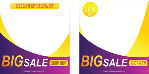 Big sale template for social media post . 50% off sale templates for Facebook & Instagram.