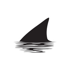 Fototapeta premium Shark fin silhouette, Shark Fin vector icon, Shark fin symbol vector illustration isolated on white background