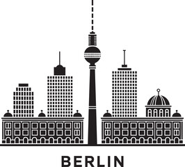 Obraz premium berlin skyline silhouette with iconic landmarks such as television tower and parliament building