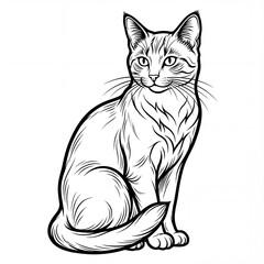 Fototapeta premium Cat sitting and looking with clear lines and details