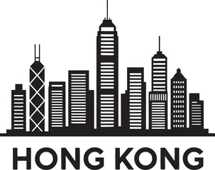 Obraz premium hong kong skyline silhouette showcasing financial district skyscrapers and modern city view