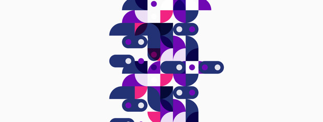Abstract geometric pattern. Purple, lilac shapes overlap white background. Modern design, simple composition, visual texture.