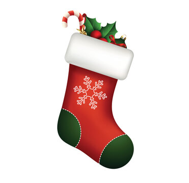 Christmas stockings vector illustration isolated. Christmas sock isolated 3D vector illustration. 