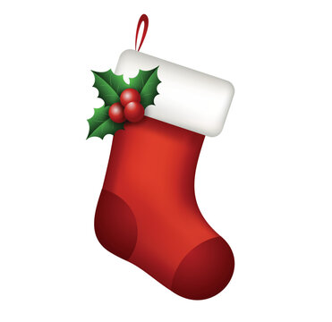 Christmas stockings vector illustration isolated. Christmas sock isolated 3D vector illustration. 
