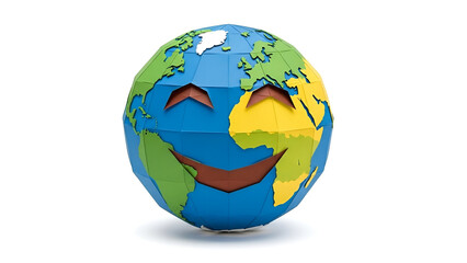 Happy Planet Earth Character with a Smiling Face Representing Environmental Awareness and Global Well-being