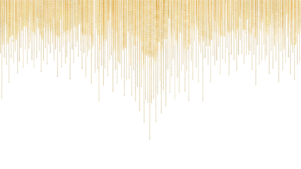 Gold chain curtain hanging down isolated on a transparent background beads