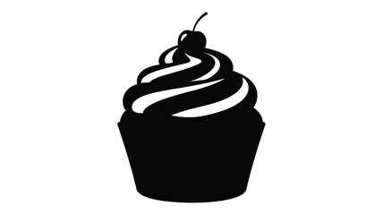 A detailed black and white illustration of a soft serve ice cream cup silhouette