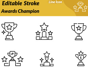 A sleek awards champion icon featuring a trophy cup with a star. Ribbon accent symbolizing achievement victory and excellence. Designed with clean lines and balanced proportions perfect recognition.