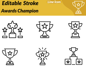 A minimalist awards champion icon. Featuring a trophy cup with smooth curves and a simple star or ribbon accent. Designed with clean lines to symbolize victory excellence success and achievement.