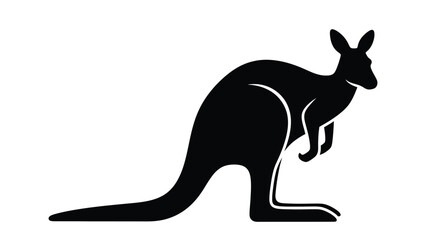 A striking black kangaroo form a minimalist animal silhouette