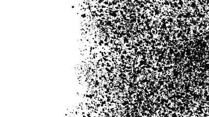 Broken black glass. Shatter explode effect, abstract fragments explosion, broken geometric pieces, a cloud of fragments. Shuttered black mirror