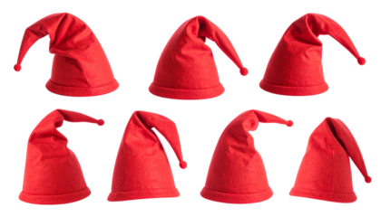 Christmas Elf Hat with Long Peak, Multi-Angle View, isolated on a transparent background