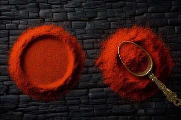 Paprika and Cayenne Pepper Powder Flat Lay
