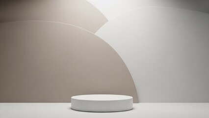 Minimalist white circular object on table.