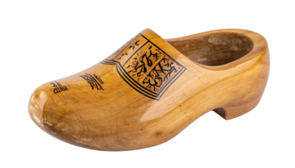 Handmade Holland Wooden Shoe Souvenir, isolated on a transparent background