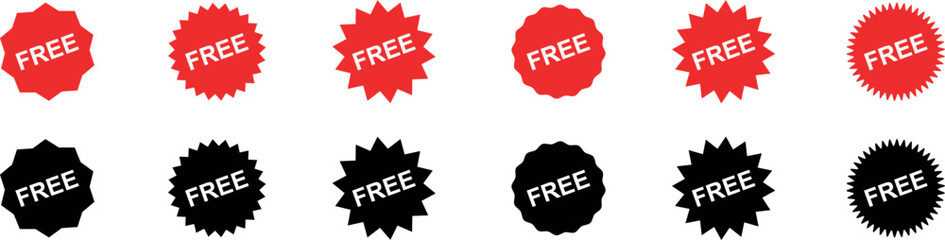 Free gift colorful sticker set. Vector icon