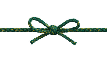 Green rope tied in a bow on a transparent background