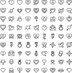 Black Valentine&rsquo;s Day Love Icons Set