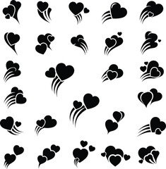 Black Valentine&rsquo;s Day Love Icons Set