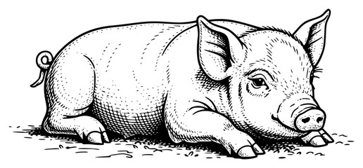 a black and white drawing of a boar, black, boar, drawing, illustration, pig, against transparent background