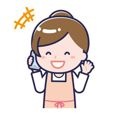 スマートフォンを使う「保育士」の女性