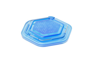 Abstract transparent hexagonal glass stage, 3d rendering.