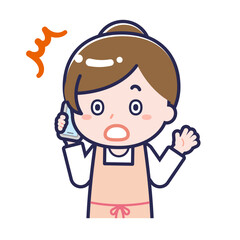 スマートフォンを使う「保育士」の女性