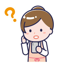 スマートフォンを使う「保育士」の女性