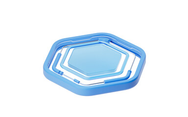 Abstract transparent hexagonal glass stage, 3d rendering.