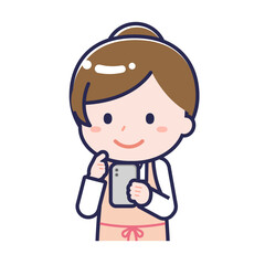 スマートフォンを使う「保育士」の女性