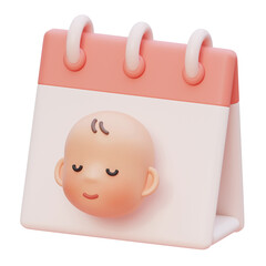 cute baby with due date calendar cartoon style 3D graphic
