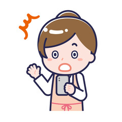 スマートフォンを使う「保育士」の女性