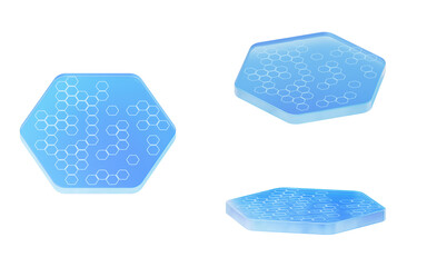 Abstract transparent hexagonal glass, 3d rendering.