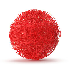 Intricate Red Wire Ball - 3d Render