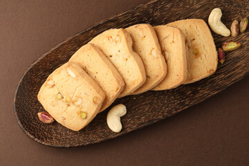 baked butter cookies with garnished dry fruits
