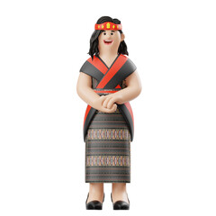 3D Rendering of Woman in Ulos Batak