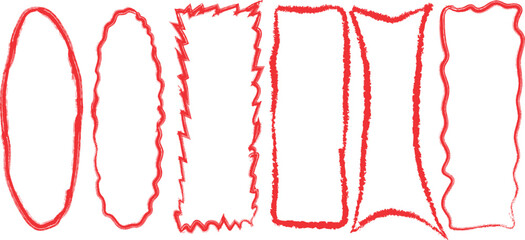 Frame set, hand-drawn red irregular shapes Vector