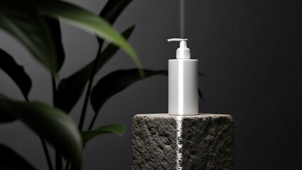 Eco friendly soap dispenser on stone.