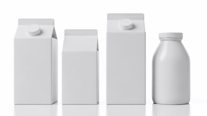 Milk carton and bottle packaging.