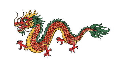 Naklejka premium Traditional Chinese Dragon Illustration with Vibrant Colors and Details