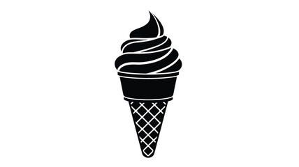 A black and white depiction of a soft serve ice cream cone silhouette