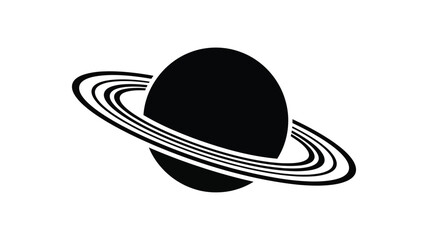 A striking black planet with prominent rings a captivating silhouette