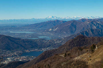 View of Brianza Lakes from Pertus pass in Imagna Valley